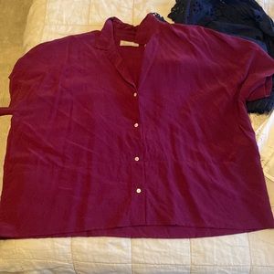 Dark purple everlane silk blouse.